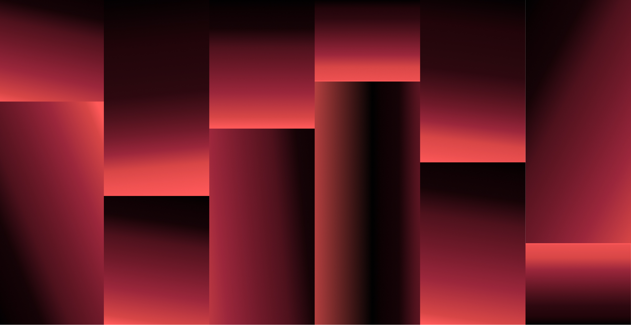 A digital abstract artwork featuring a geometric composition with red and black gradient patterns. The design consists of vertical and rectangular segments with smooth lighting transitions, creating a futuristic and data-driven aesthetic.