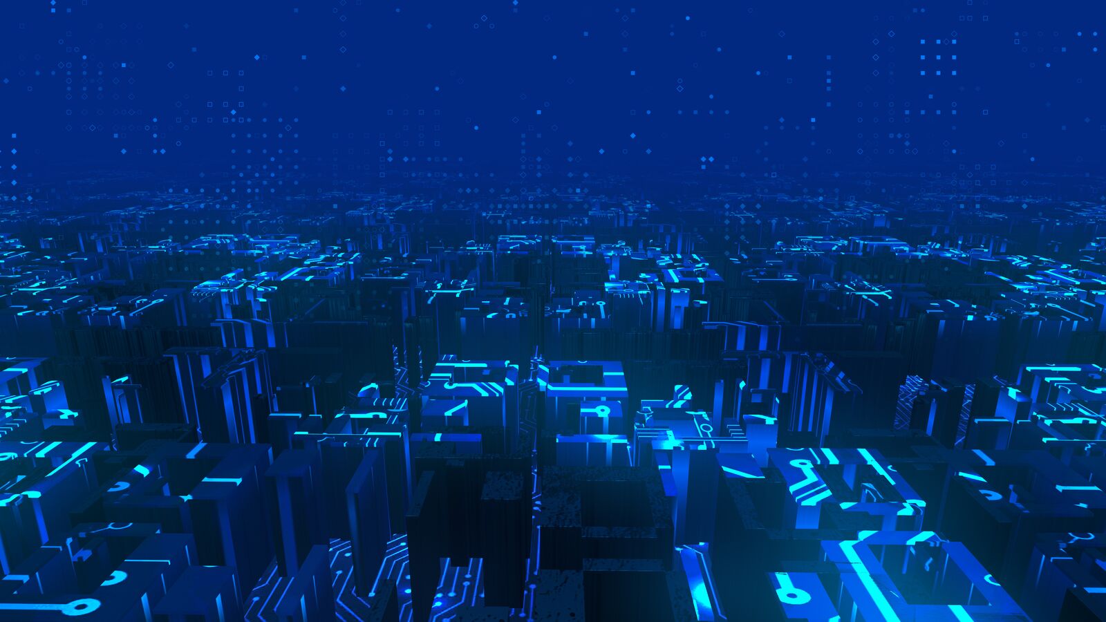 Visual representation of a digital cityscape inside the metaverse