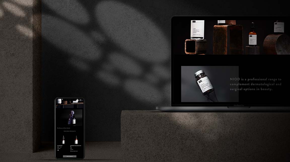 Mockup of Deciem website on Mobile and Desktop