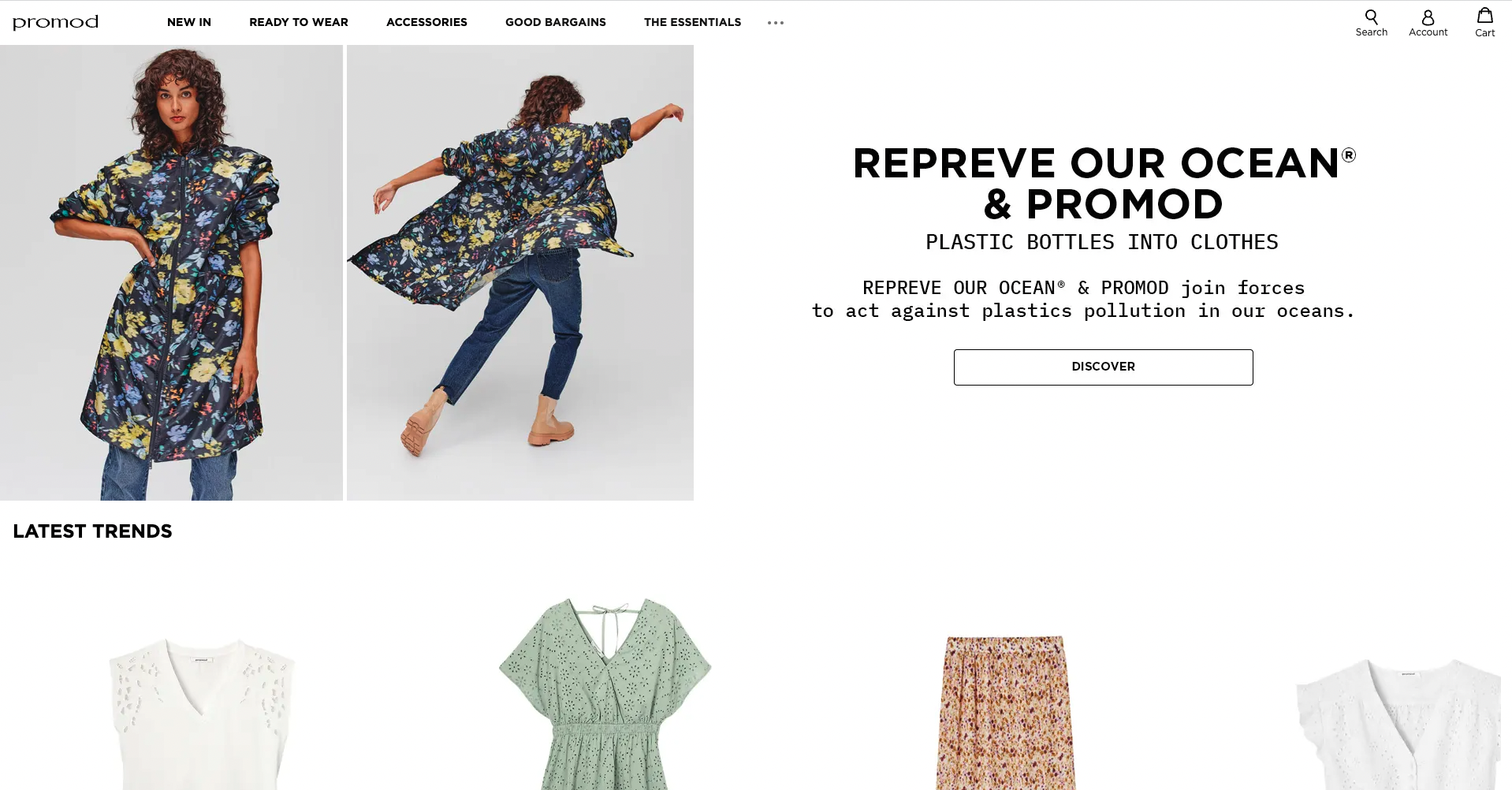 A screen shot of a web page selling female clothing